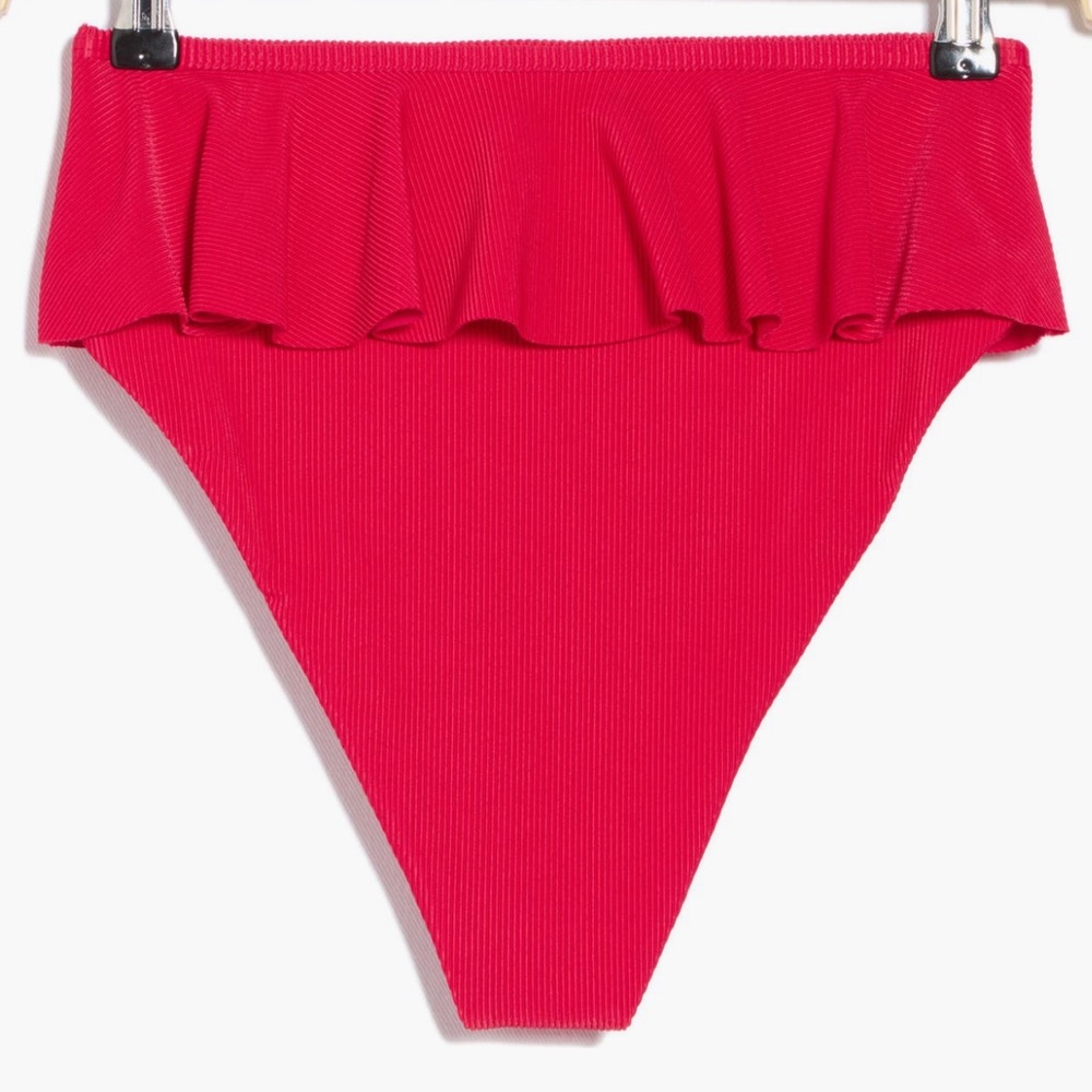 Beach Riot Red Ruffled High-Waist Bikini Bottom - Picture 4 of 7